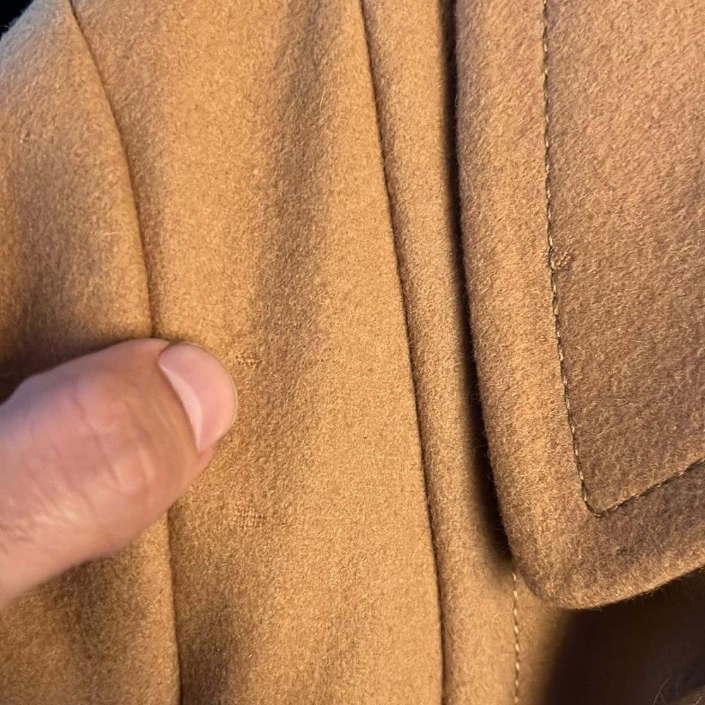 Vintage Gimbels Wool Tan Pea Coat Jacket - 46 - Picture 11 of 12
